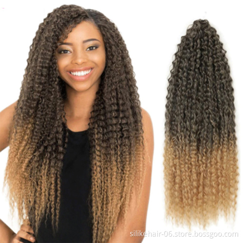 Synthetic Kinky Curly Brazilian Long Soft Ombre  Deep Water Wave Crochet Braiding Hair Synthetic Brazilian Braids Hair Extension